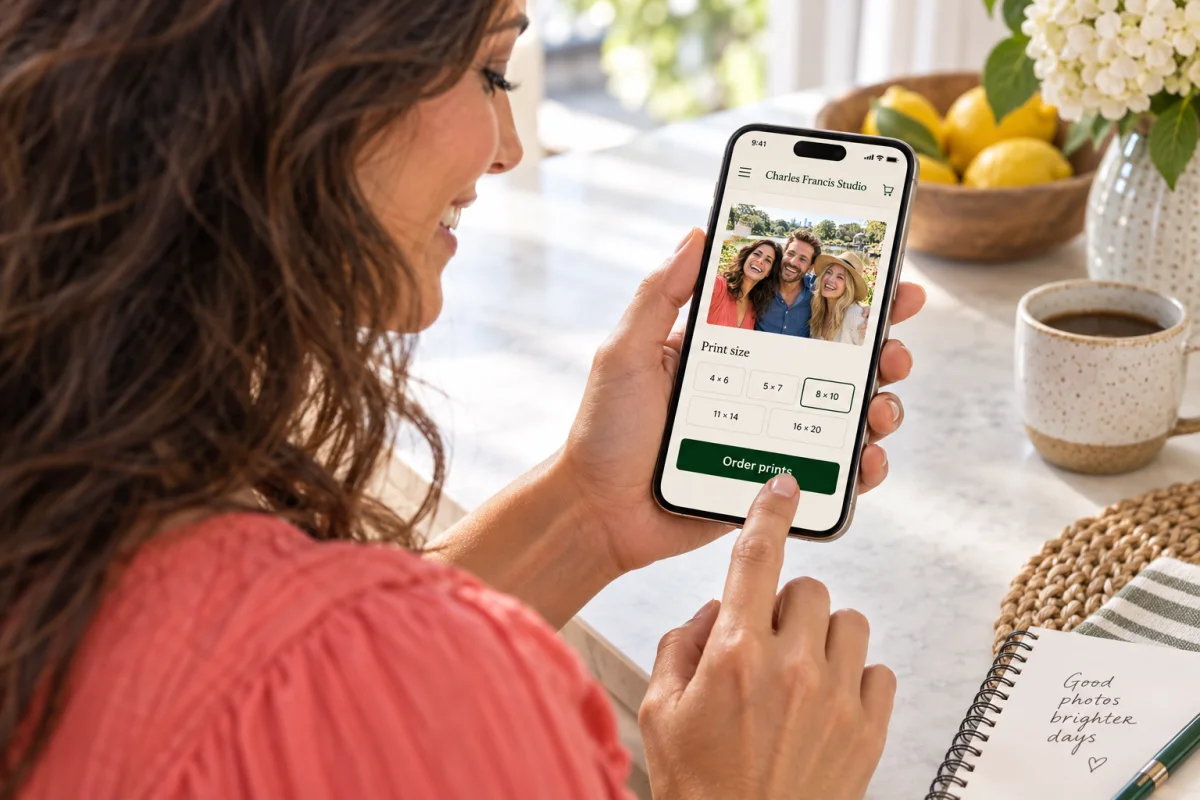 Choosing a print of the friends’ photograph from a phone